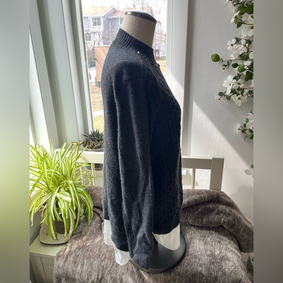 Simply Vera Crystal Neck Knit Layered Sweater, Size L - Picture 4 of 14